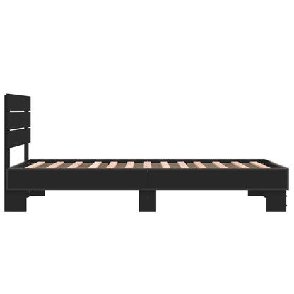 Bed Frame Black 75x190 cm Small Single Engineered Wood and Metal