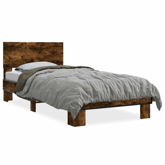 Bed Frame without Mattress Smoked Oak 75x190 cm Small Single