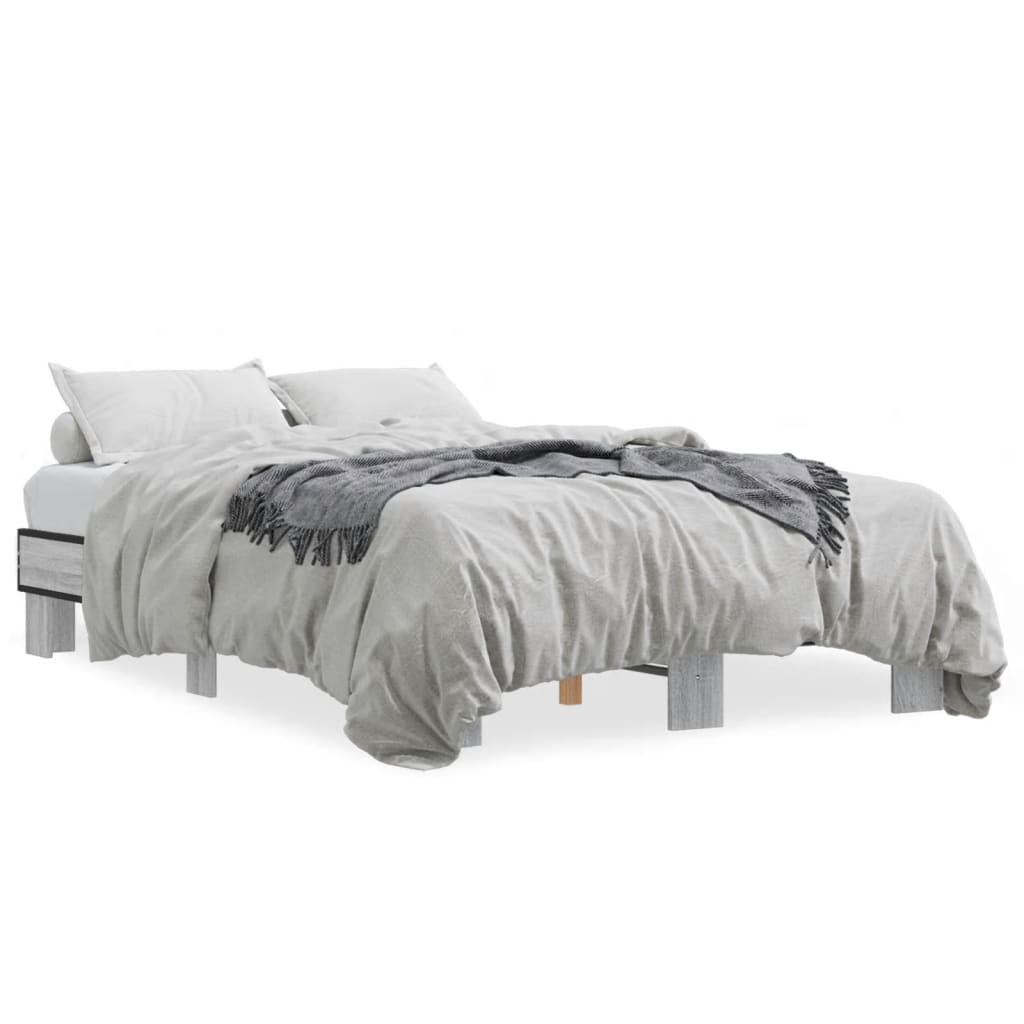 Bed Frame without Mattress Grey Sonoma 140x200 cm