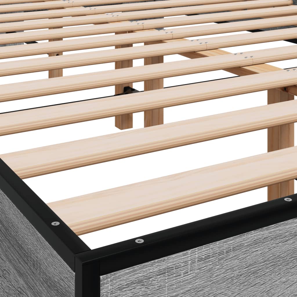 Bed Frame without Mattress Grey Sonoma 140x200 cm