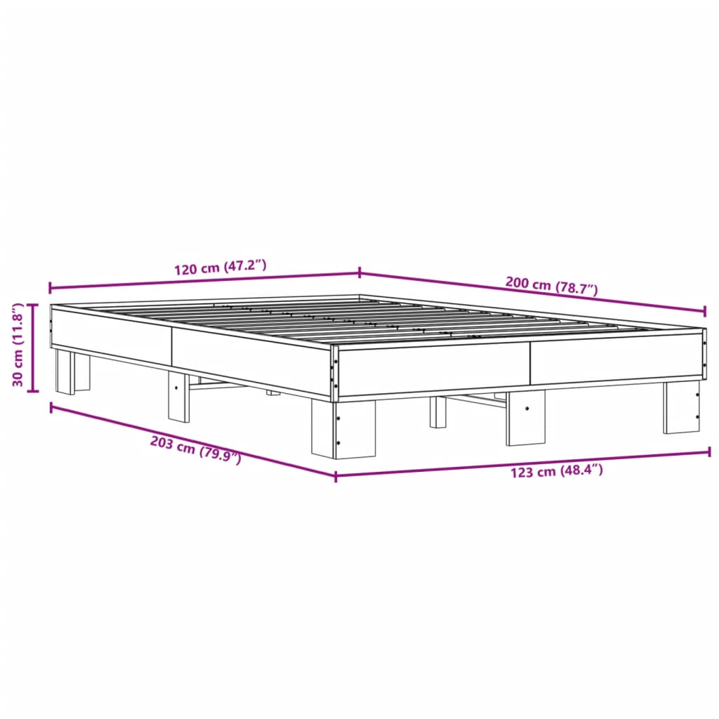 Bed Frame without Mattress Brown Oak 120x200 cm