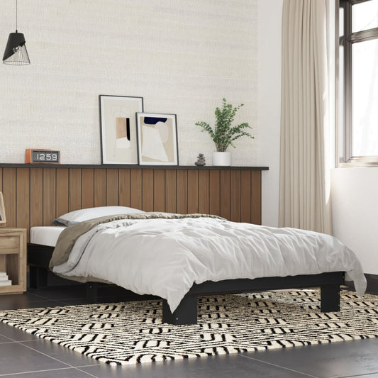Bed Frame Black 100x200 cm Engineered Wood and Metal