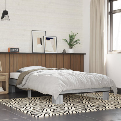 Bed Frame Grey Sonoma 90x200 cm Engineered Wood and Metal