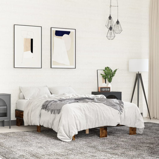 Bed Frame without Mattress Smoked Oak 135x190 cm Double