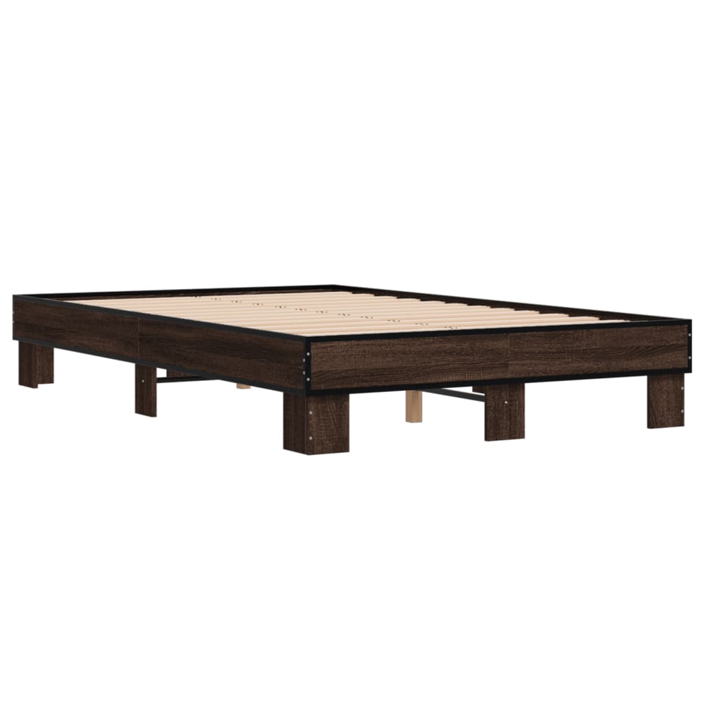 Bed Frame without Mattress Brown Oak 140x190 cm