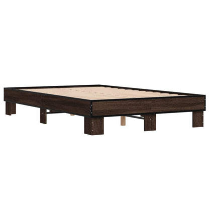 Bed Frame without Mattress Brown Oak 140x190 cm
