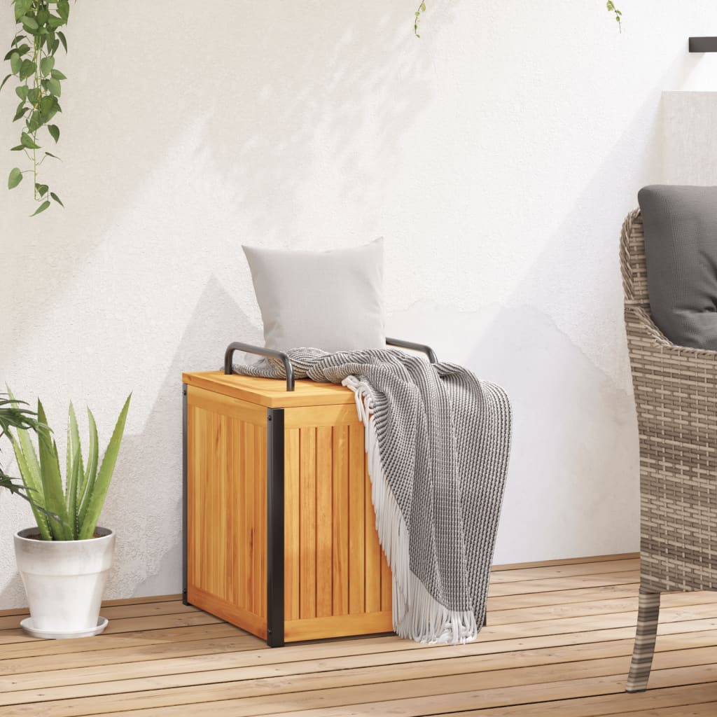 Outdoor Cushion Box 45x45x45/53 cm Solid Wood Acacia and Steel