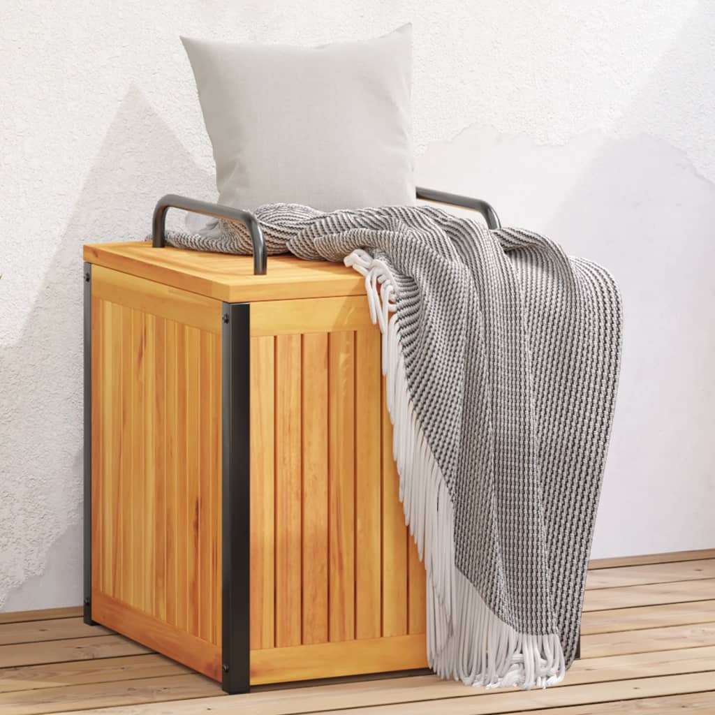 Outdoor Cushion Box 45x45x45/53 cm Solid Wood Acacia and Steel