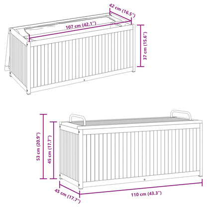 Outdoor Cushion Box 110x45x42/53 cm Solid Wood Acacia and Steel