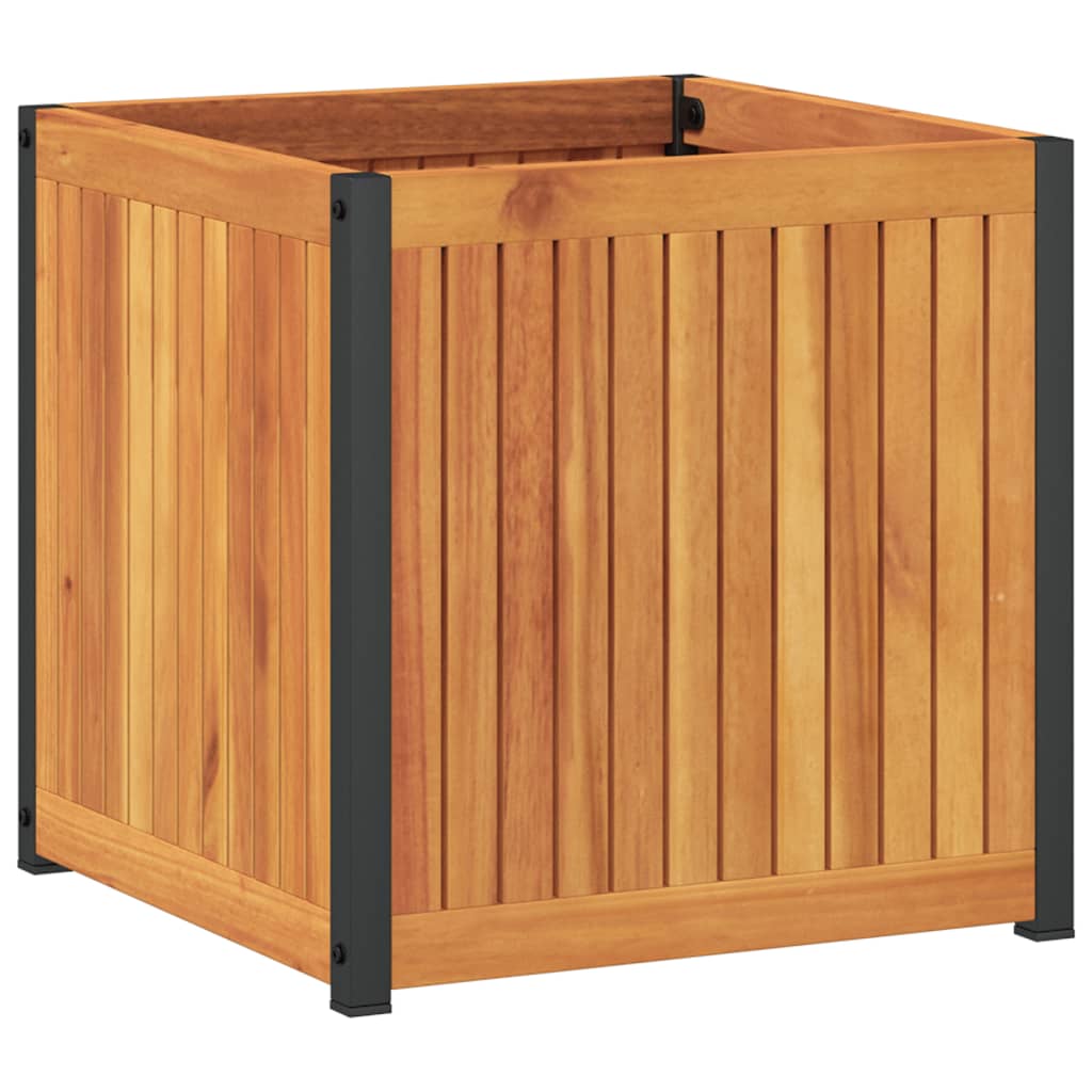 Garden Planter 45x45x44 cm Solid Wood Acacia and Steel