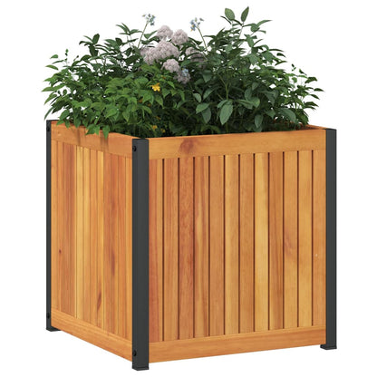 Garden Planter 45x45x44 cm Solid Wood Acacia and Steel