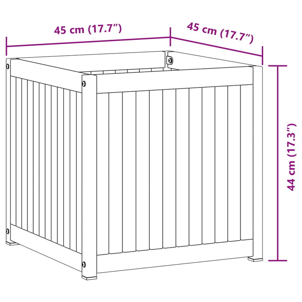 Garden Planter 45x45x44 cm Solid Wood Acacia and Steel