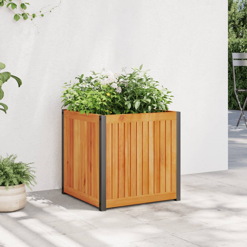 Garden Planter 45x45x44 cm Solid Wood Acacia and Steel