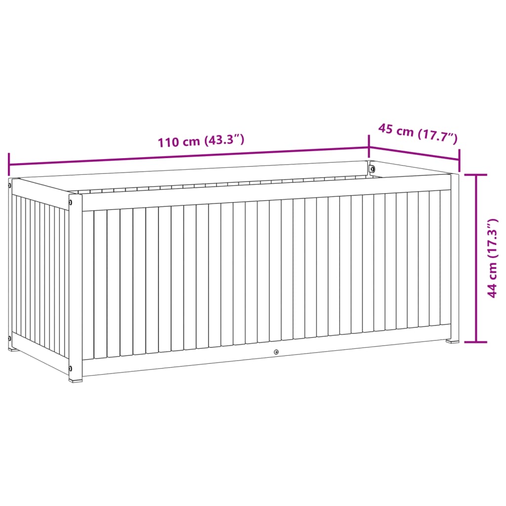 Garden Planter 110x45x44 cm Solid Wood Acacia and Steel