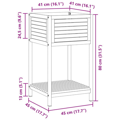 Garden Planter with Shelf 45x45x80 cm Solid Wood Acacia and Steel