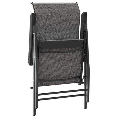 Folding Garden Chairs 4 pcs Grey Poly Rattan