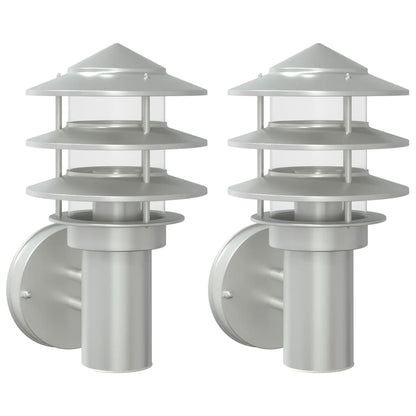 Outdoor Wall Lights 2pcs Silver Stainless Steel