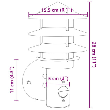 Outdoor Wall Light with Sensor Silver Stainless Steel