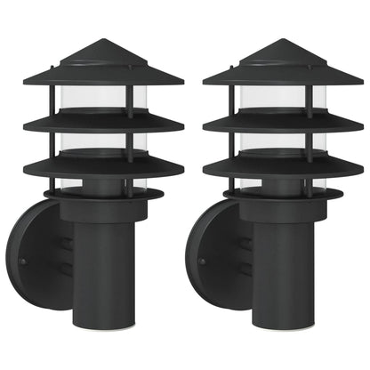 Outdoor Wall Lights 2pcs Black Stainless Steel