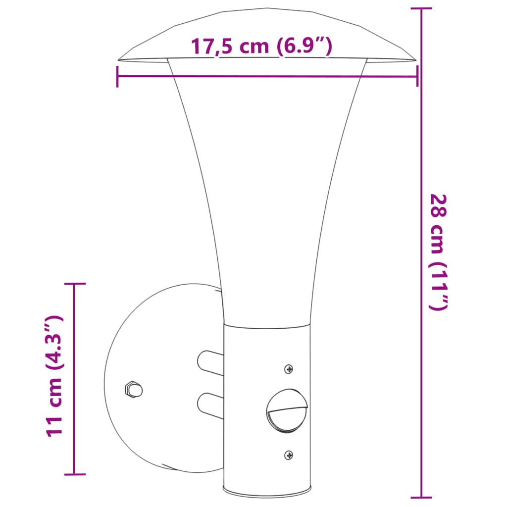 Outdoor Wall Light with Sensor Silver Stainless Steel