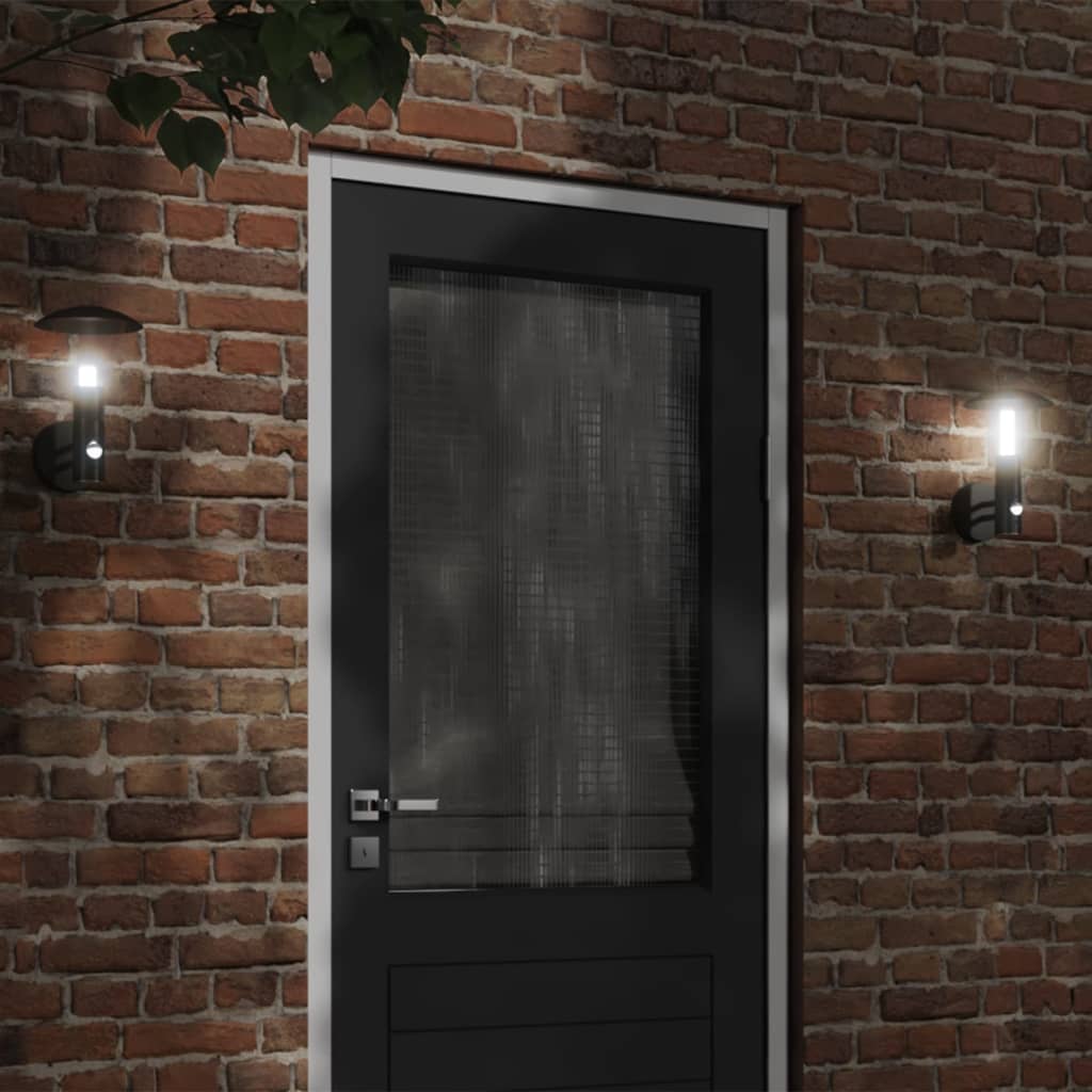 Outdoor Wall Light with Sensor Black Stainless Steel