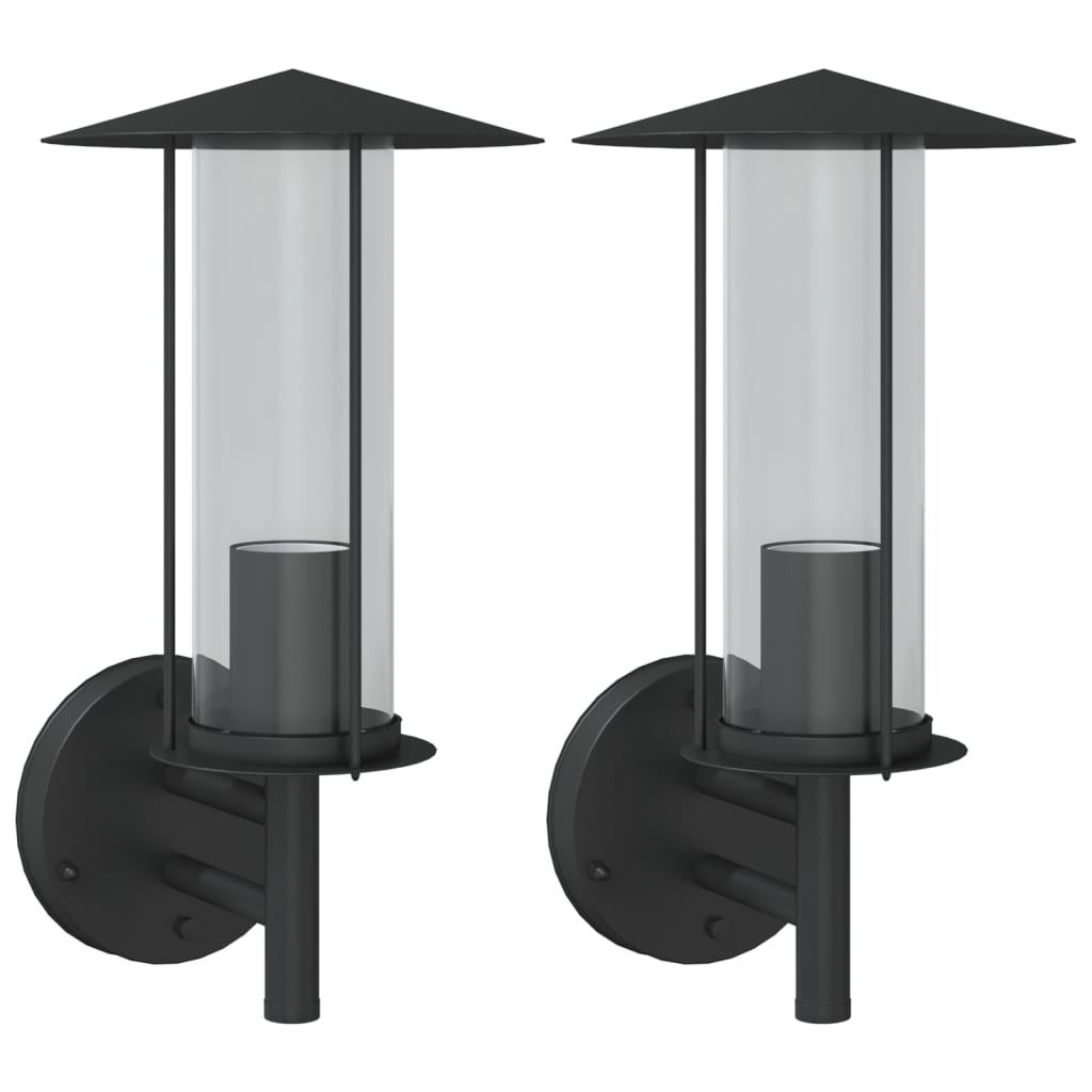 Outdoor Wall Lights 2pcs Black Stainless Steel