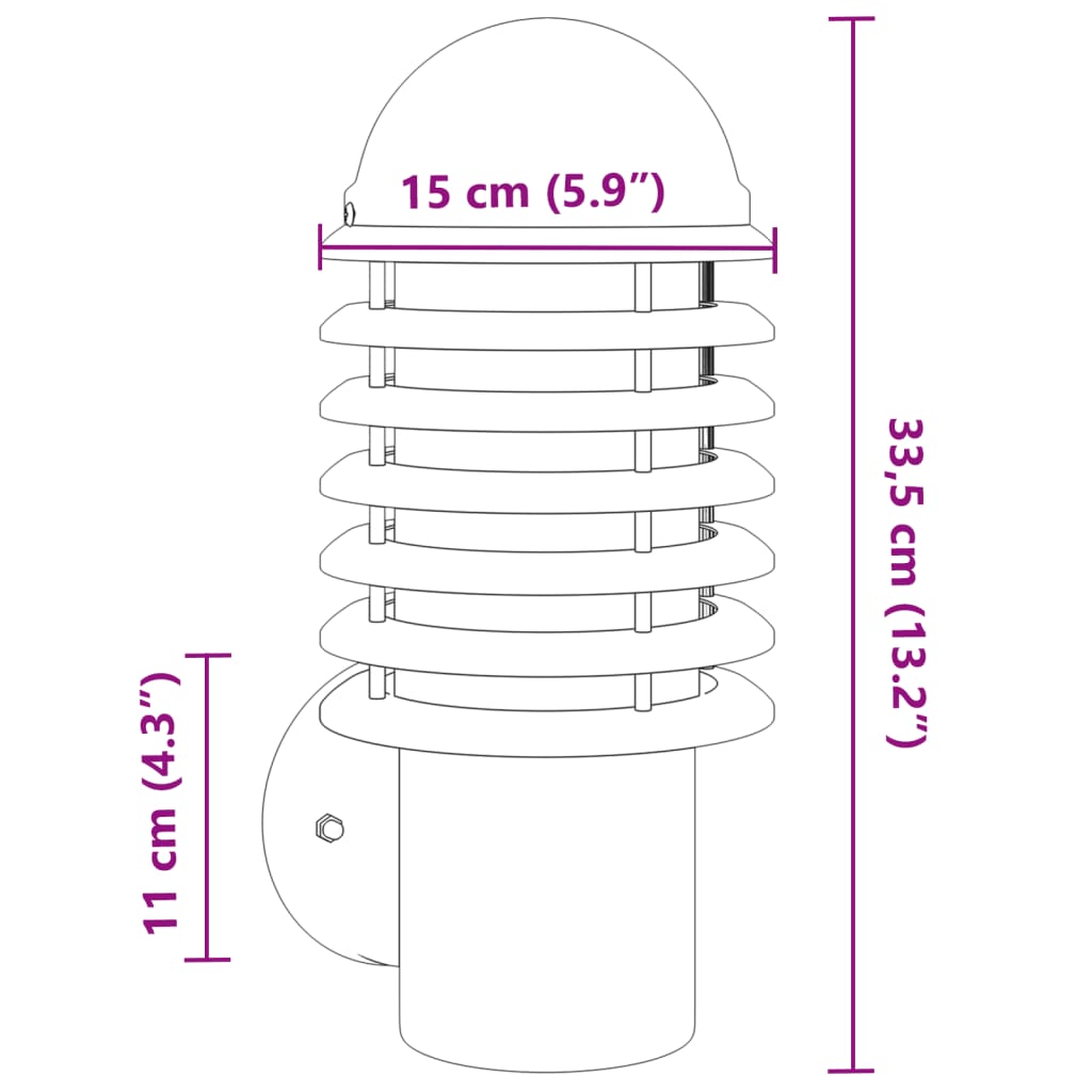 Outdoor Wall Light Silver Stainless Steel