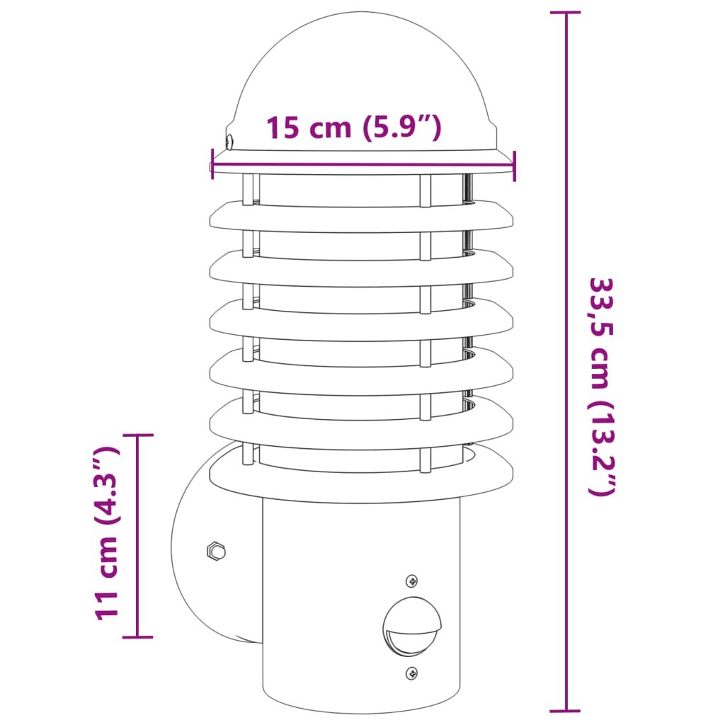 Outdoor Wall Light with Sensor Silver Stainless Steel