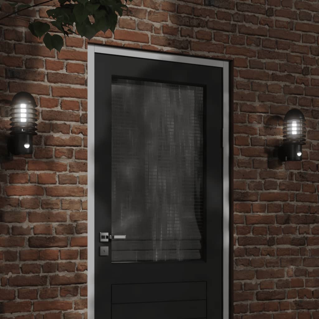 Outdoor Wall Lights with Sensors 2pcs Black Stainless Steel