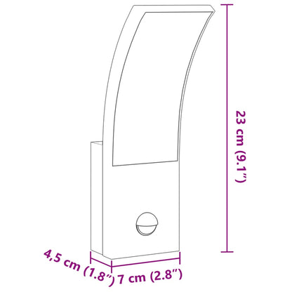 Outdoor LED Wall Lights with Sensors 2pcs Black Die-cast Aluminium