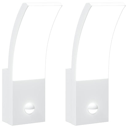 Outdoor LED Wall Lights with Sensors 2pcs White Die-cast Aluminium