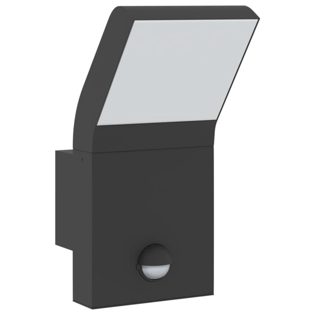 Outdoor LED Wall Light with Sensor Black Die-cast Aluminium