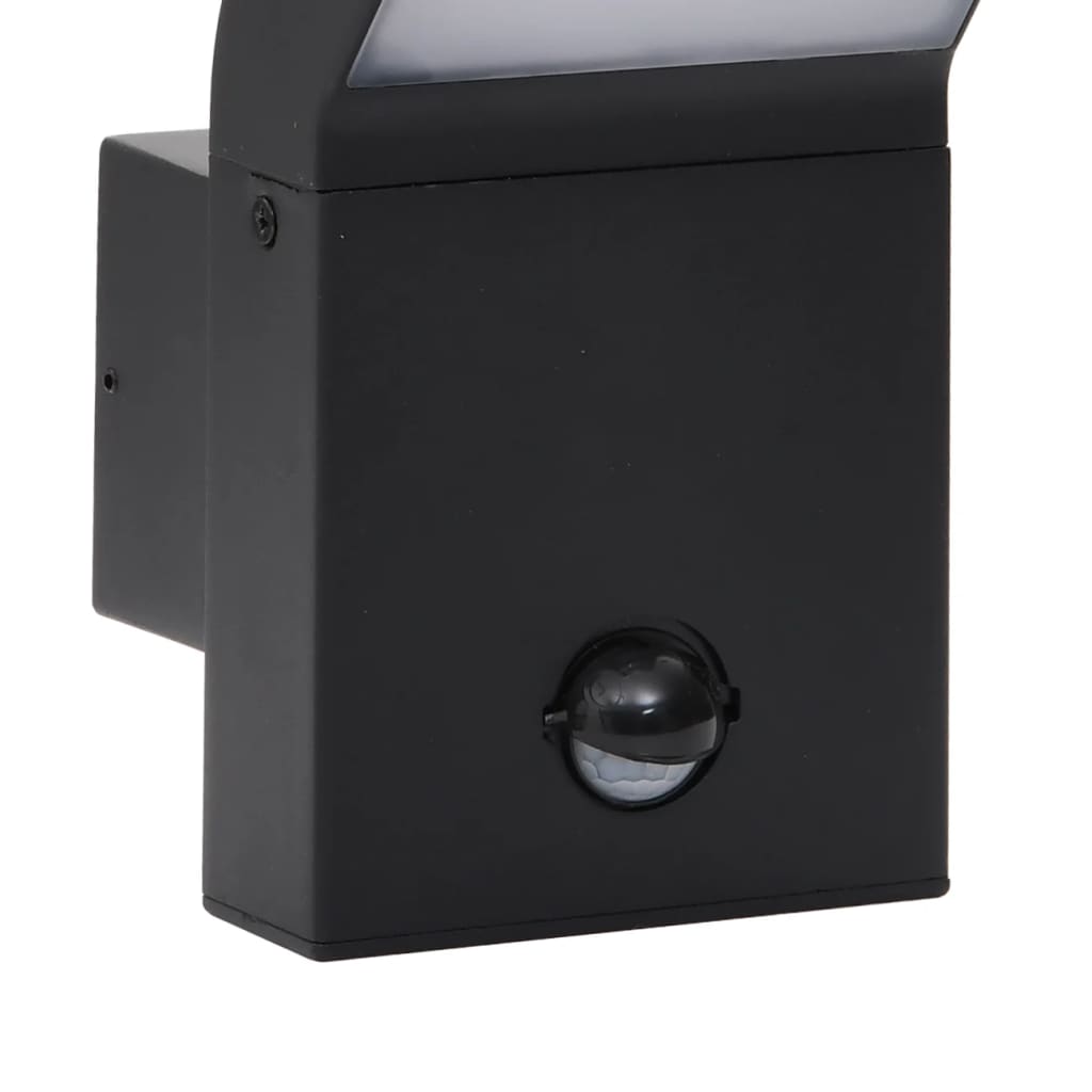 Outdoor LED Wall Light with Sensor Black Die-cast Aluminium