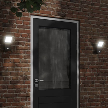 Outdoor LED Wall Light with Sensor Black Die-cast Aluminium