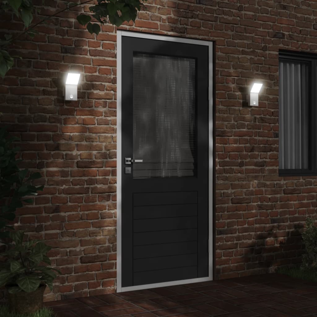 Outdoor LED Wall Light with Sensor White Die-cast Aluminium