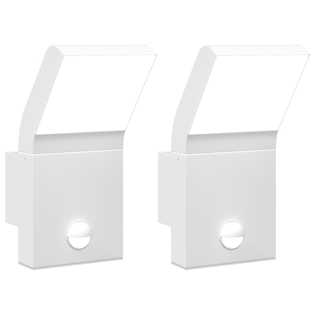 Outdoor LED Wall Lights with Sensors 2pcs White Die-cast Aluminium