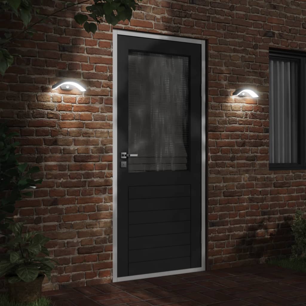 Outdoor LED Wall Light with Sensor Black Die-cast Aluminium