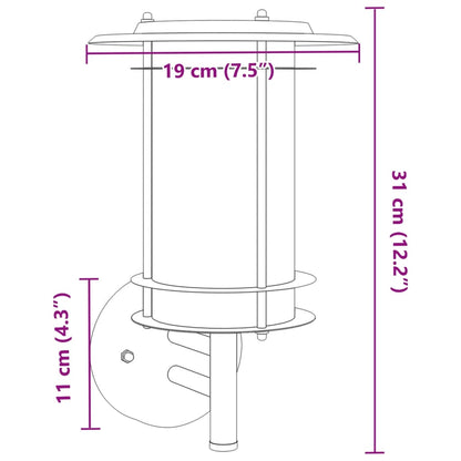 Outdoor Wall Lights 2pcs Silver Stainless Steel