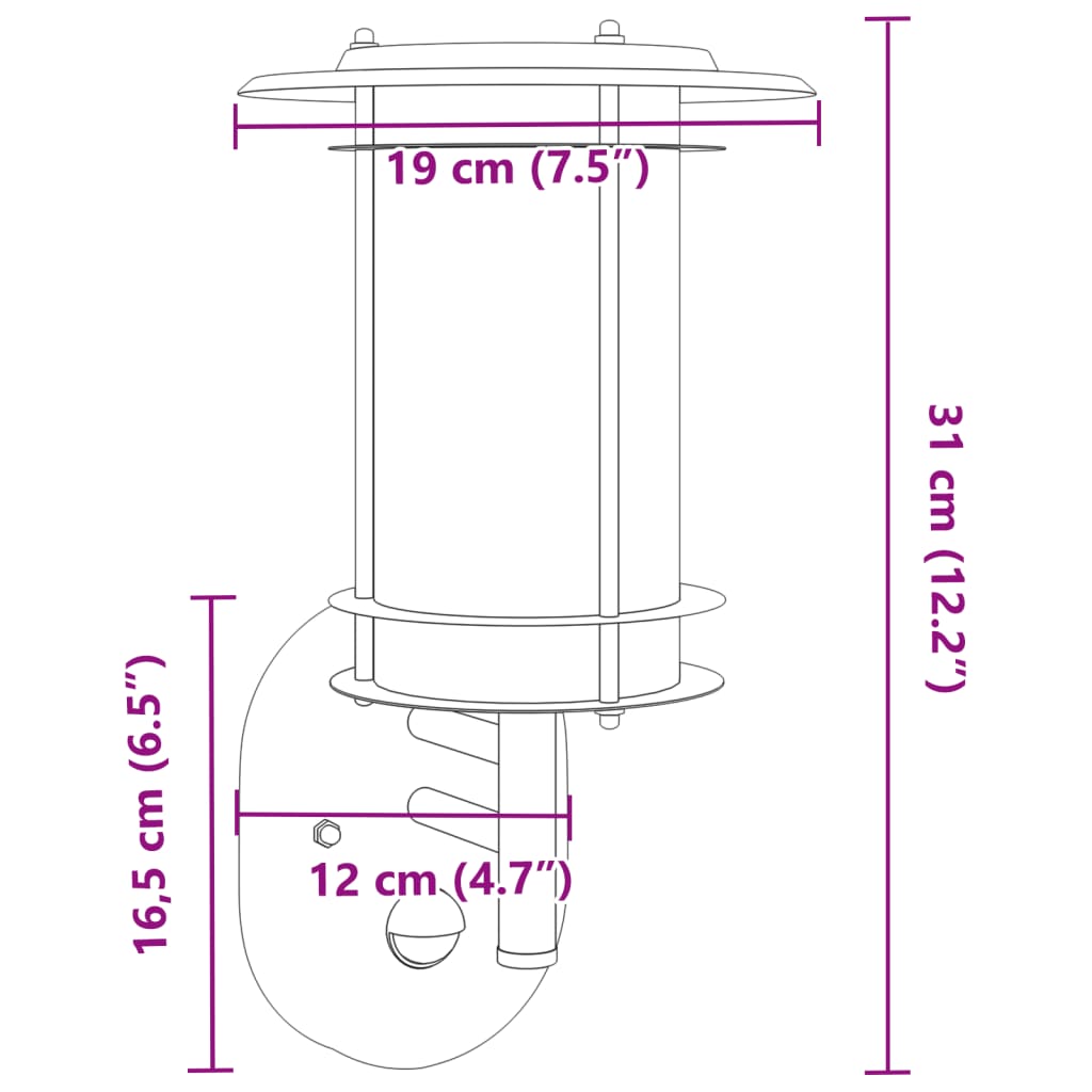 Outdoor Wall Light with Sensor Silver Stainless Steel