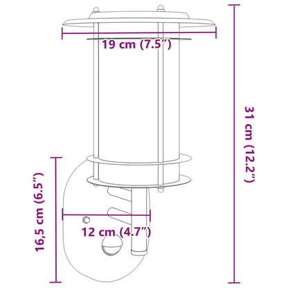 Outdoor Wall Lights with Sensors 2pcs Silver Stainless Steel