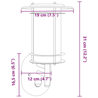 Outdoor Wall Light with Sensor Black Stainless Steel