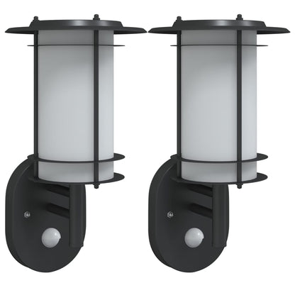 Outdoor Wall Lights with Sensors 2pcs Black Stainless Steel