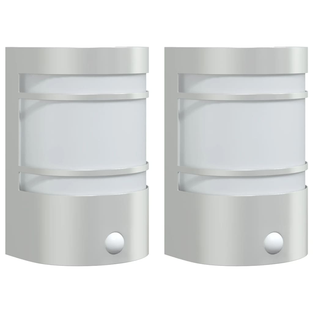 Outdoor Wall Lights with Sensors 2pcs Silver Stainless Steel