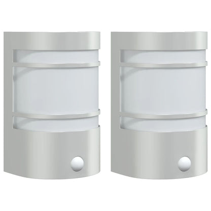 Outdoor Wall Lights with Sensors 2pcs Silver Stainless Steel