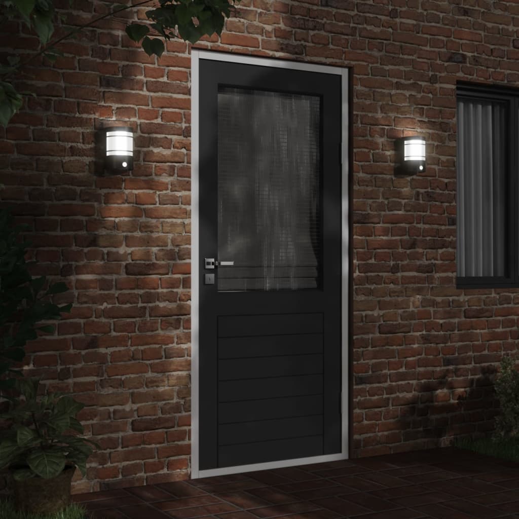 Outdoor Wall Light with Sensor Black Stainless Steel