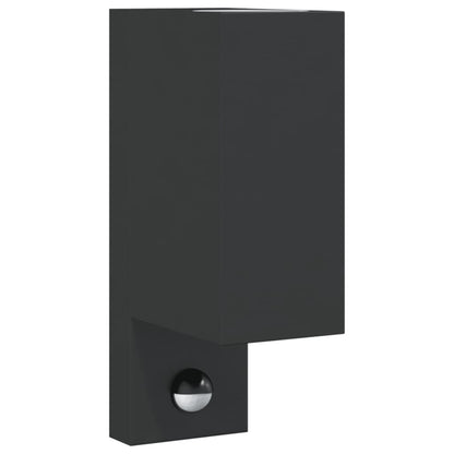 Outdoor Wall Light with Sensor Black Die-cast Aluminium