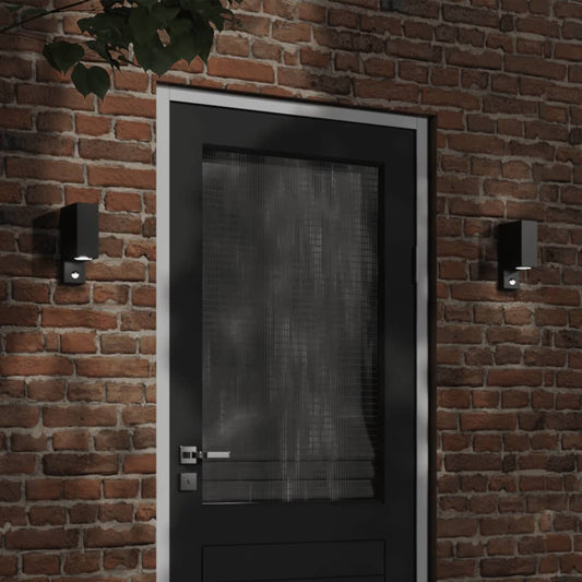 Outdoor Wall Light with Sensor Black Die-cast Aluminium