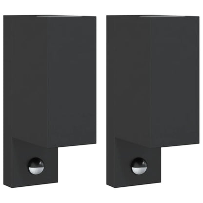 Outdoor Wall Lights with Sensors 2pcs Black Die-cast Aluminium