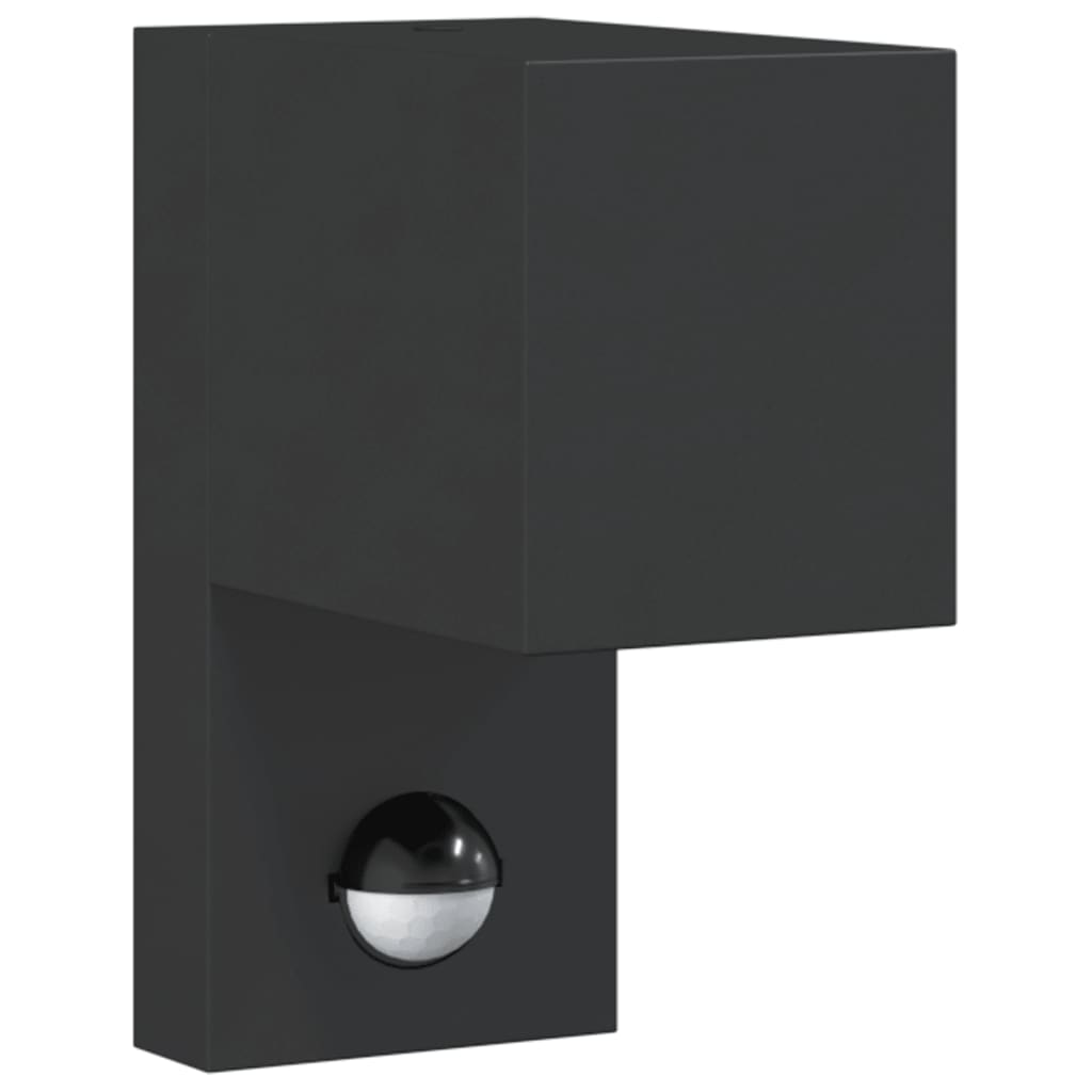 Outdoor Wall Light with Sensor Black Die-cast Aluminium