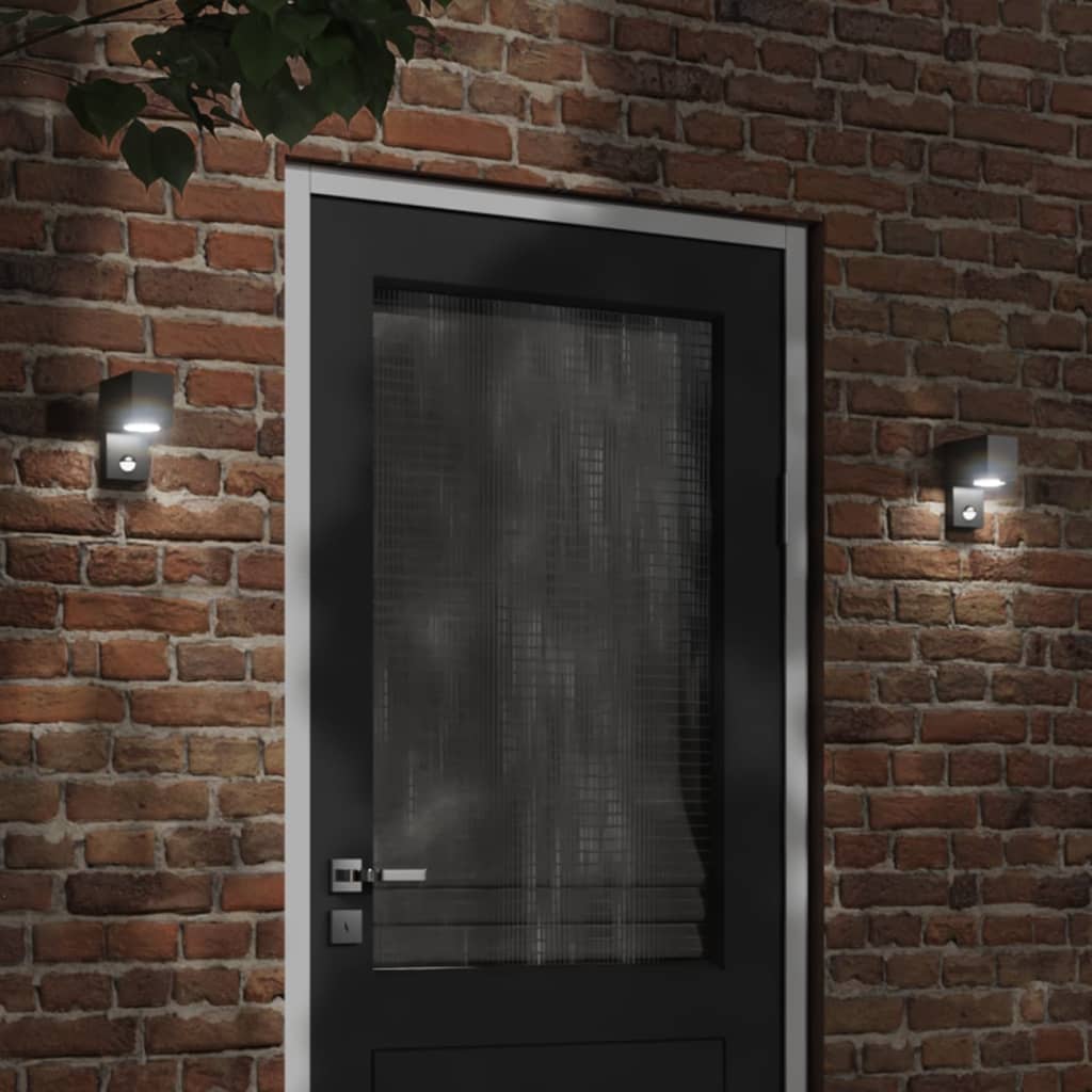 Outdoor Wall Light with Sensor Black Die-cast Aluminium